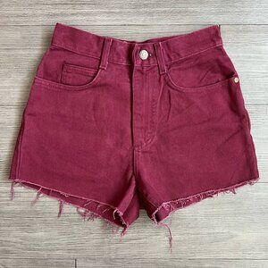 Vintage 90s NWT Deadstock Lee Burgundy Denim Cutoffs Shorts Size 5 Juniors